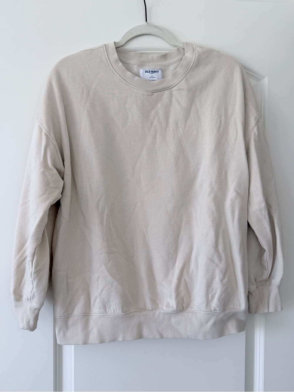 Old Navy Cream Crewneck Sweatshirt Tunic Length